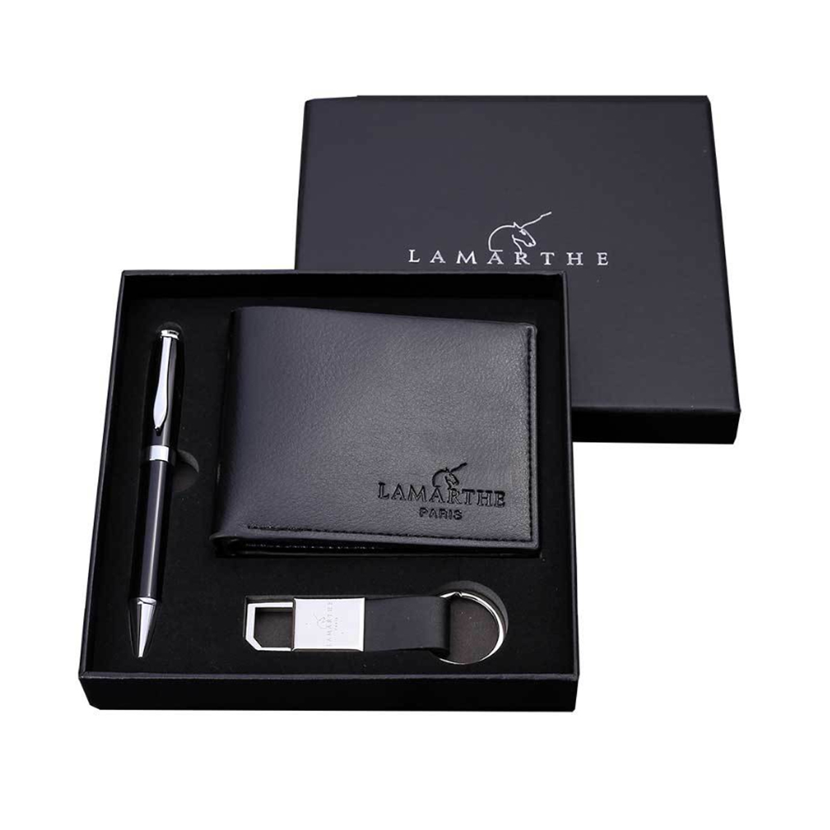 PU Leather Wallet, Pen & Keychain Gift Set